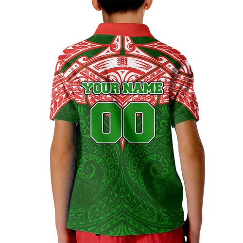 Personalized South Sydney Rabbitohs Kid Polo Shirt Polynesian Tribal Pattern Style