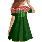Personalized South Sydney Rabbitohs Kid Short Sleeve Dress Polynesian Tribal Pattern Style
