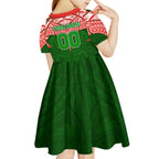 Personalized South Sydney Rabbitohs Kid Short Sleeve Dress Polynesian Tribal Pattern Style