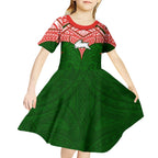 Personalized South Sydney Rabbitohs Kid Short Sleeve Dress Polynesian Tribal Pattern Style
