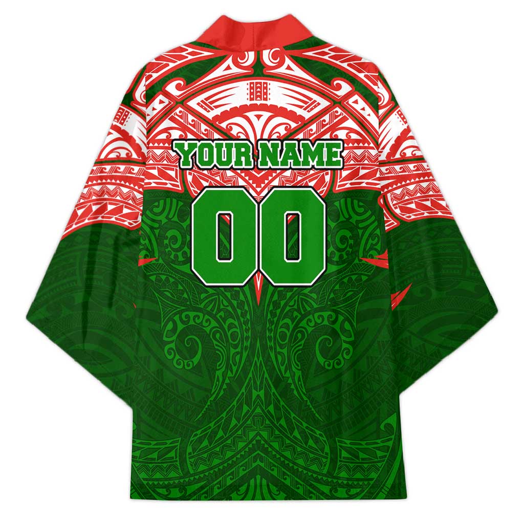 Personalized South Sydney Rabbitohs Kimono Polynesian Tribal Pattern Style