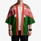 Personalized South Sydney Rabbitohs Kimono Polynesian Tribal Pattern Style