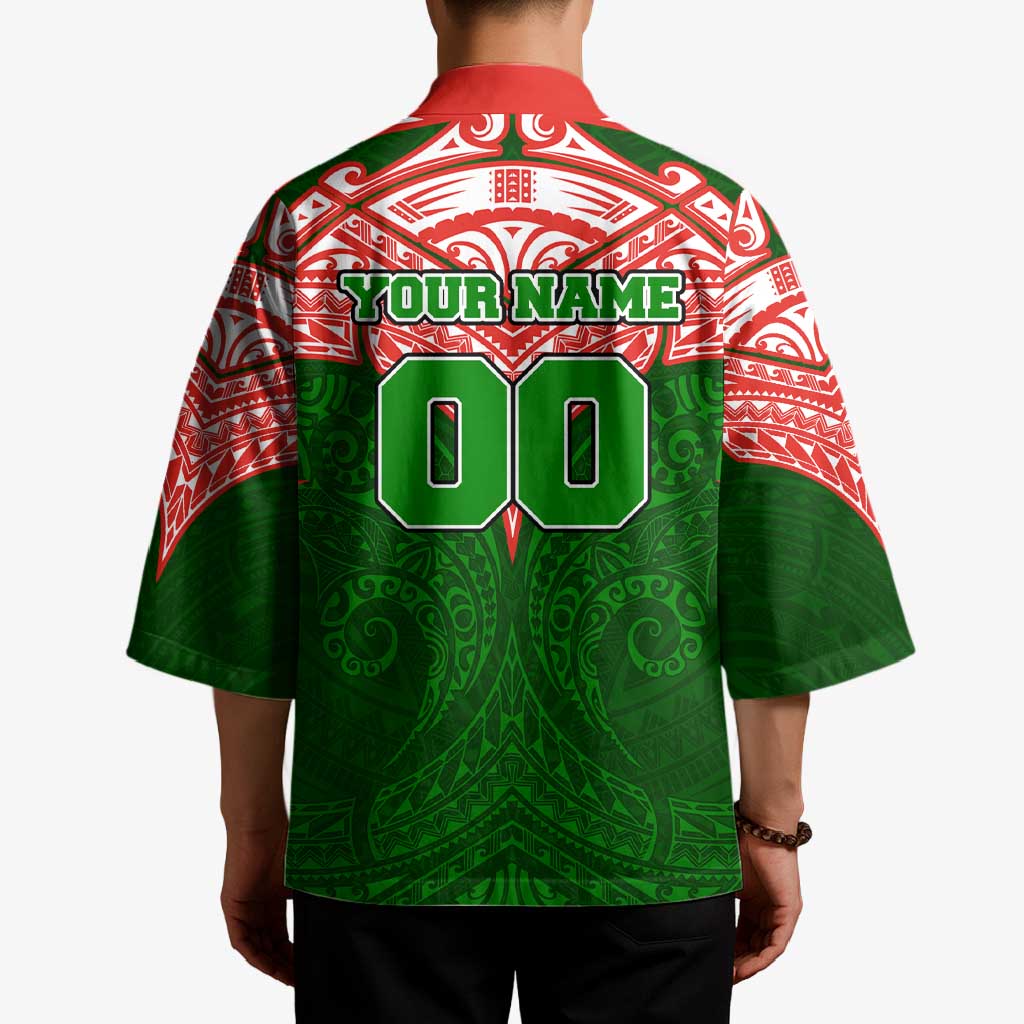 Personalized South Sydney Rabbitohs Kimono Polynesian Tribal Pattern Style