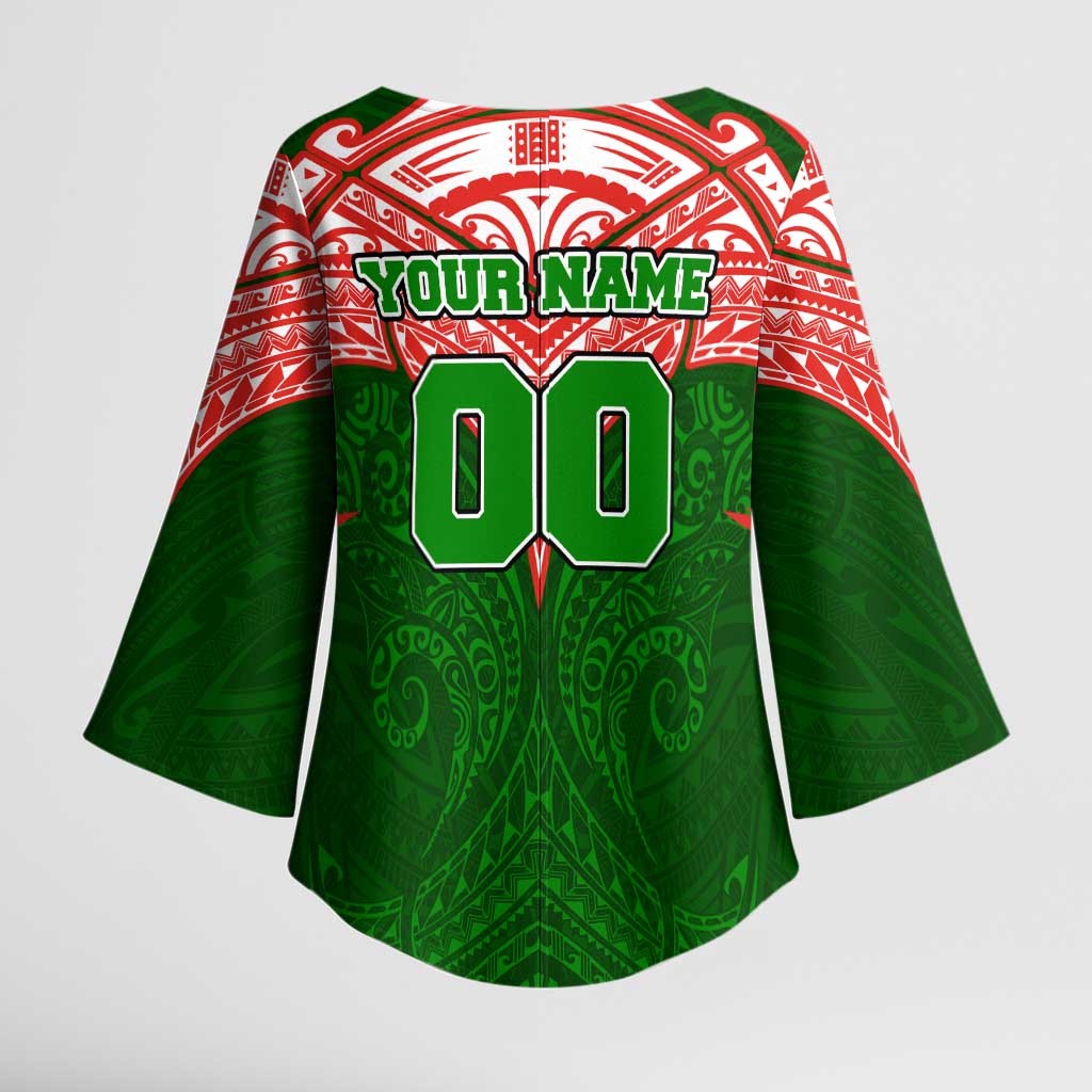 Personalized South Sydney Rabbitohs Kimono Sleeve Blouse Polynesian Tribal Pattern Style