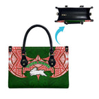 Personalized South Sydney Rabbitohs Leather Bag Polynesian Tribal Pattern Style