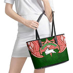 Personalized South Sydney Rabbitohs Leather Tote Bag Polynesian Tribal Pattern Style