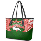 Personalized South Sydney Rabbitohs Leather Tote Bag Polynesian Tribal Pattern Style