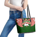 Personalized South Sydney Rabbitohs Leather Tote Bag Polynesian Tribal Pattern Style
