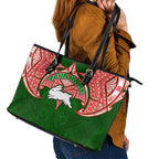 Personalized South Sydney Rabbitohs Leather Tote Bag Polynesian Tribal Pattern Style