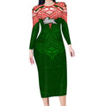 Personalized South Sydney Rabbitohs Long Sleeve Bodycon Dress Polynesian Tribal Pattern Style