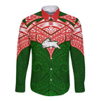 Personalized South Sydney Rabbitohs Long Sleeve Button Shirt Polynesian Tribal Pattern Style