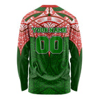 Personalized South Sydney Rabbitohs Long Sleeve Shirt Polynesian Tribal Pattern Style