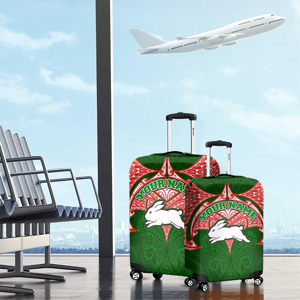 Personalized South Sydney Rabbitohs Luggage Cover Polynesian Tribal Pattern Style