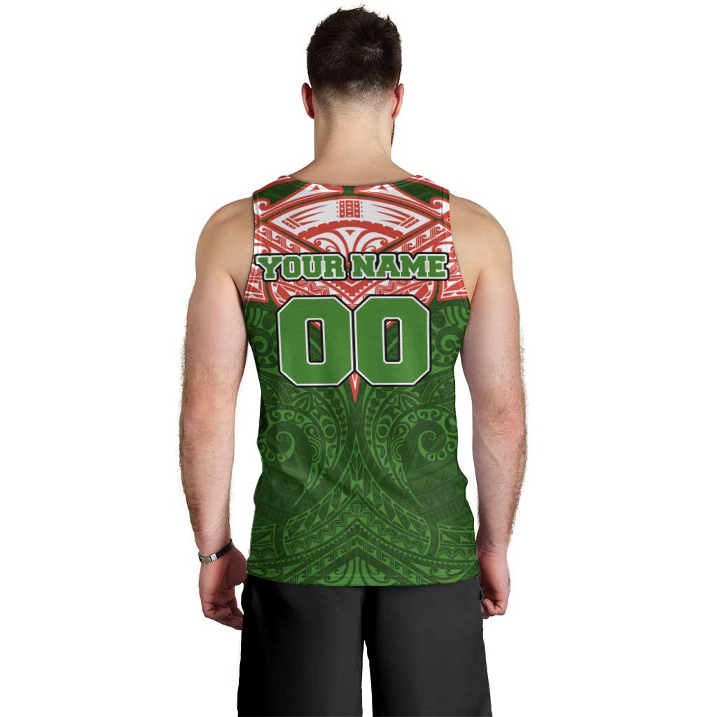 Personalized South Sydney Rabbitohs Men Tank Top Polynesian Tribal Pattern Style