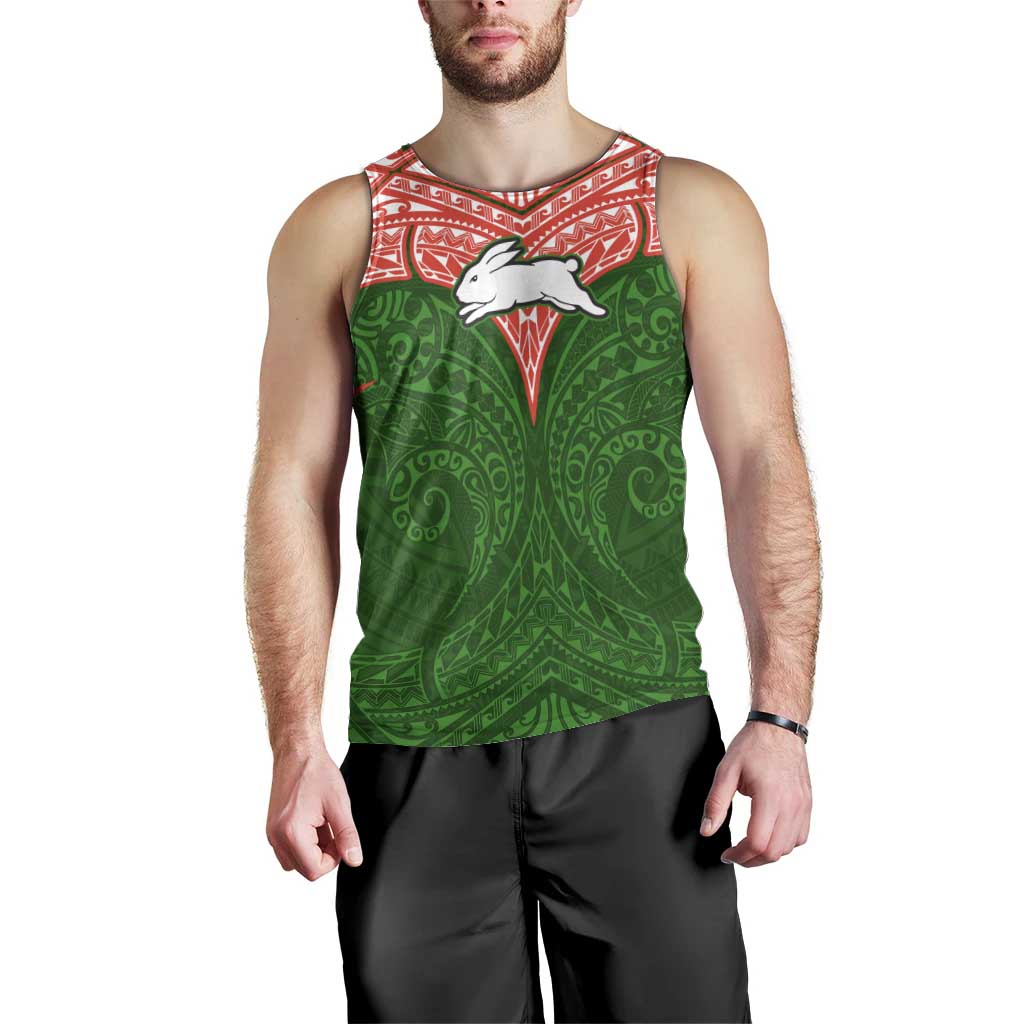 Personalized South Sydney Rabbitohs Men Tank Top Polynesian Tribal Pattern Style