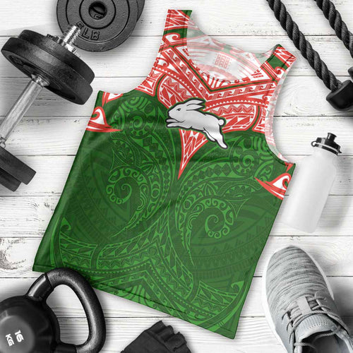 Personalized South Sydney Rabbitohs Men Tank Top Polynesian Tribal Pattern Style