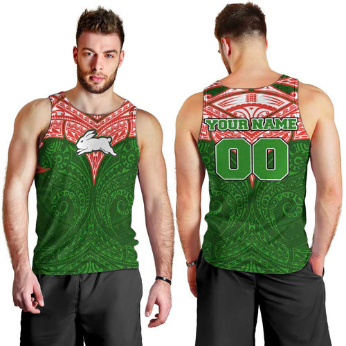 Personalized South Sydney Rabbitohs Men Tank Top Polynesian Tribal Pattern Style