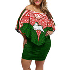 Personalized South Sydney Rabbitohs Off Shoulder Short Dress Polynesian Tribal Pattern Style