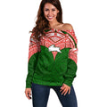 Personalized South Sydney Rabbitohs Off Shoulder Sweater Polynesian Tribal Pattern Style