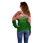 Personalized South Sydney Rabbitohs Off Shoulder Sweater Polynesian Tribal Pattern Style