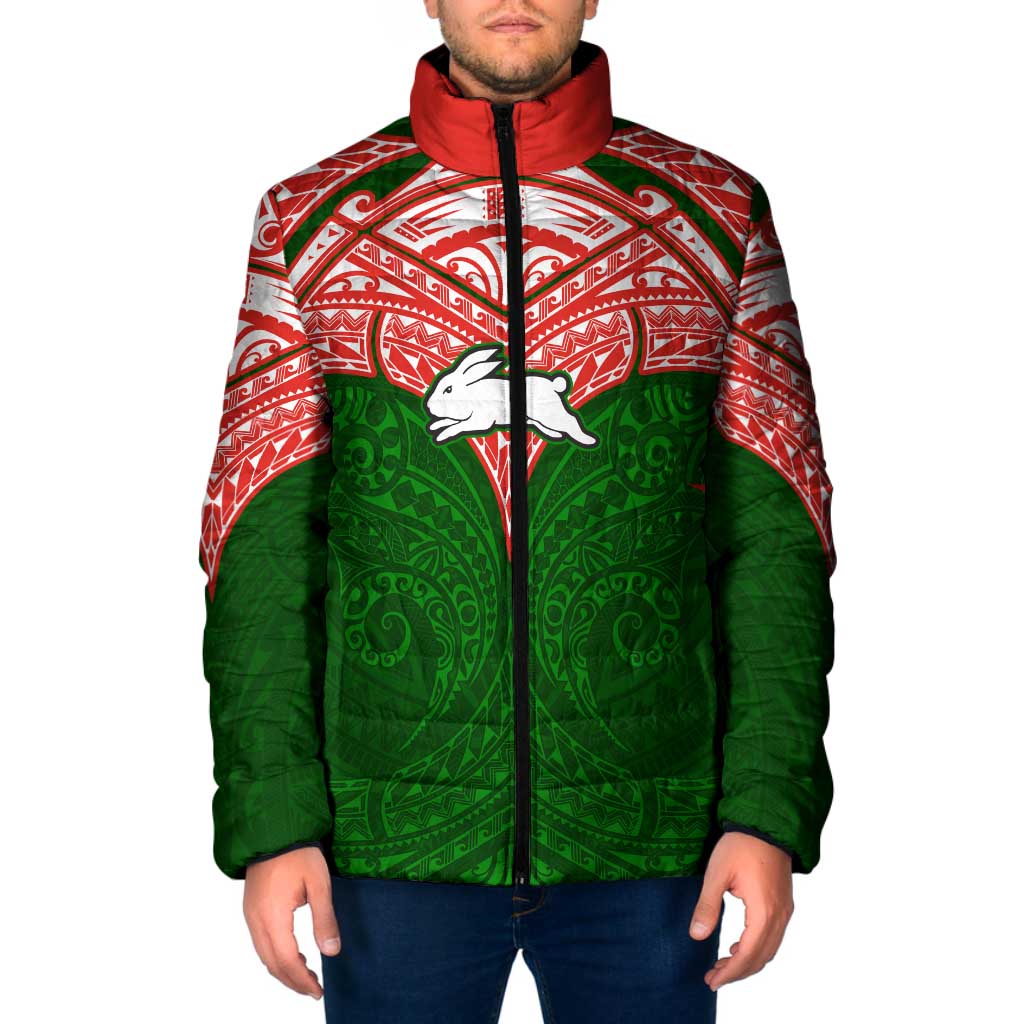 Personalized South Sydney Rabbitohs Padded Jacket Polynesian Tribal Pattern Style