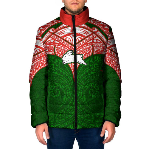 Personalized South Sydney Rabbitohs Padded Jacket Polynesian Tribal Pattern Style