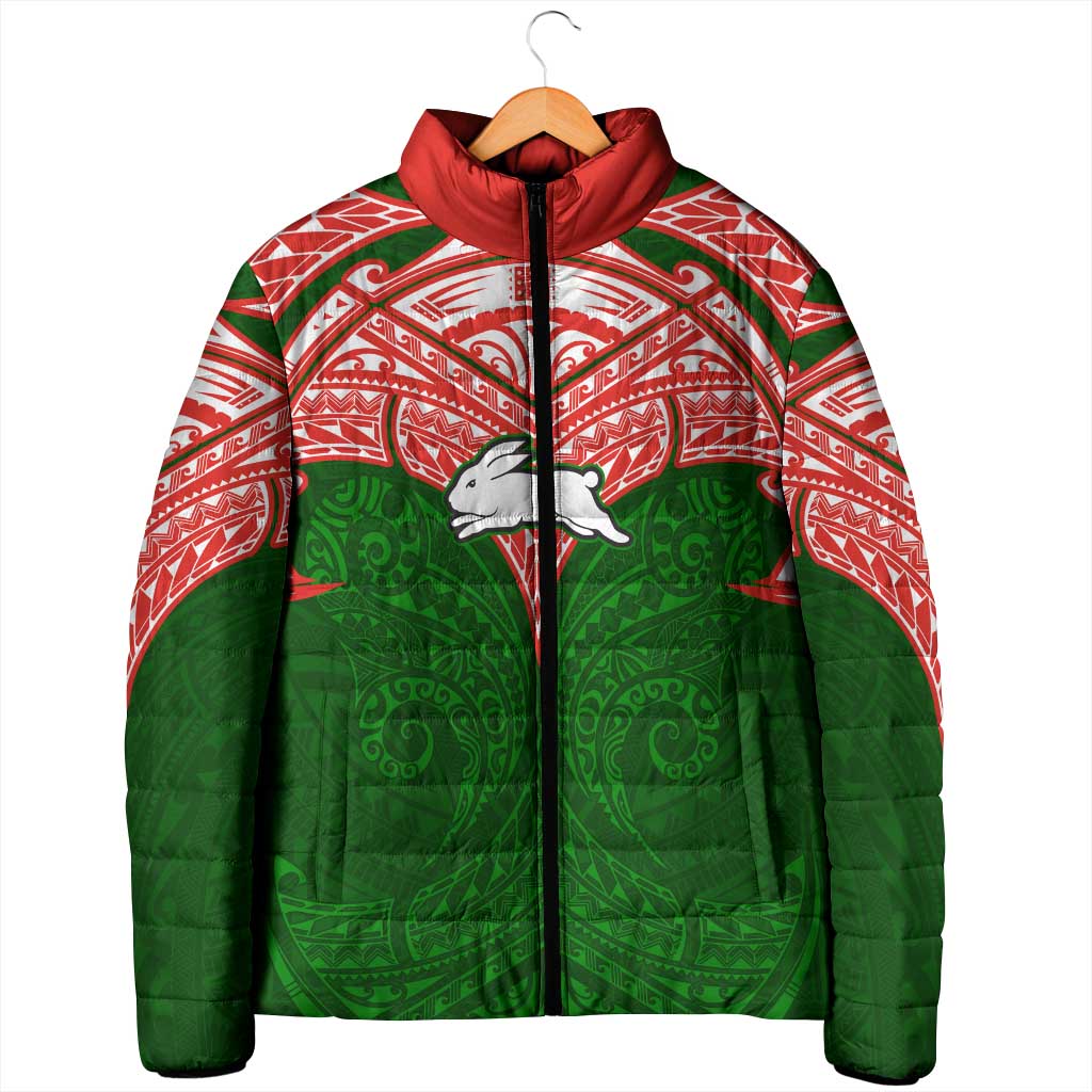 Personalized South Sydney Rabbitohs Padded Jacket Polynesian Tribal Pattern Style