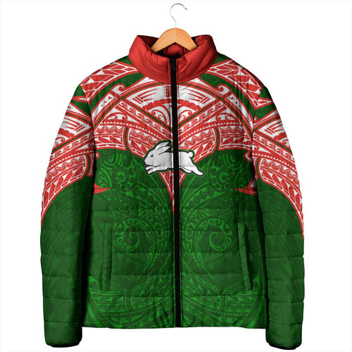 Personalized South Sydney Rabbitohs Padded Jacket Polynesian Tribal Pattern Style