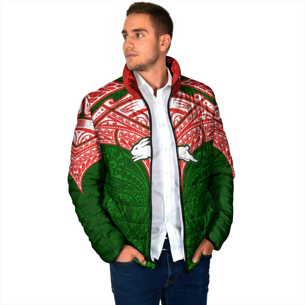 Personalized South Sydney Rabbitohs Padded Jacket Polynesian Tribal Pattern Style