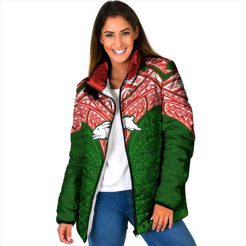 Personalized South Sydney Rabbitohs Padded Jacket Polynesian Tribal Pattern Style