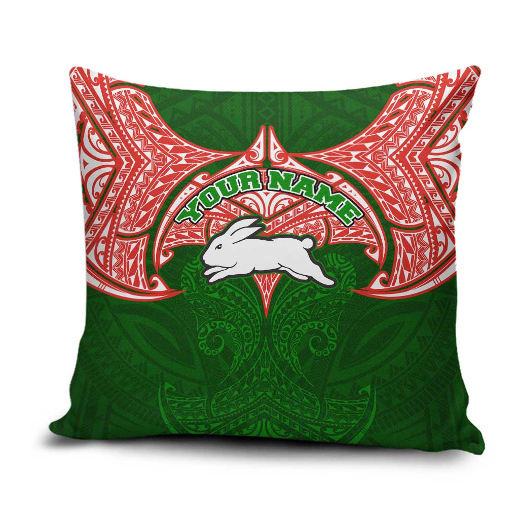 Personalized South Sydney Rabbitohs Pillow Cover Polynesian Tribal Pattern Style
