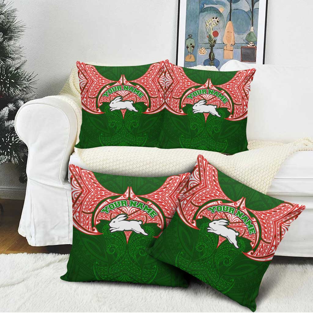 Personalized South Sydney Rabbitohs Pillow Cover Polynesian Tribal Pattern Style