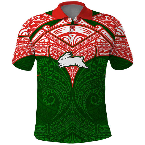 Personalized South Sydney Rabbitohs Polo Shirt Polynesian Tribal Pattern Style
