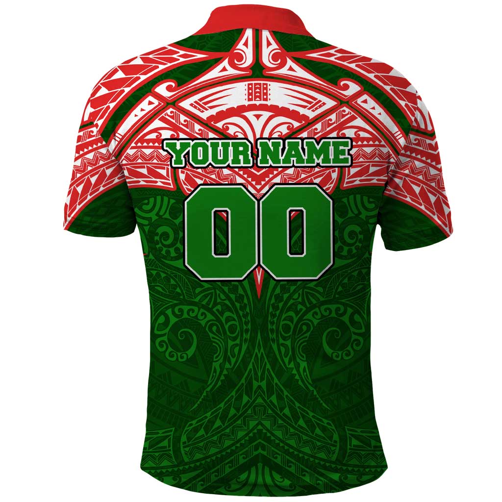 Personalized South Sydney Rabbitohs Polo Shirt Polynesian Tribal Pattern Style
