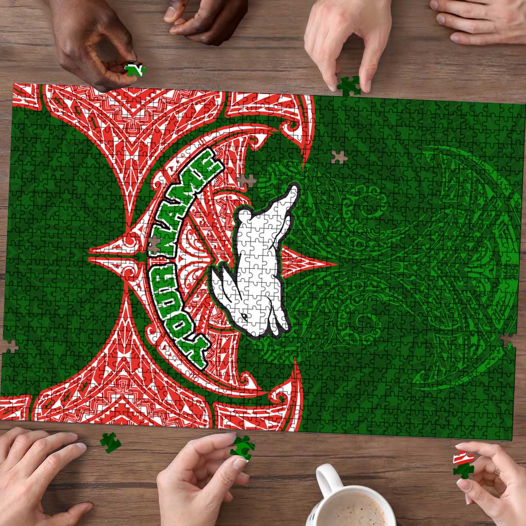 Personalized South Sydney Rabbitohs Puzzle Polynesian Tribal Pattern Style