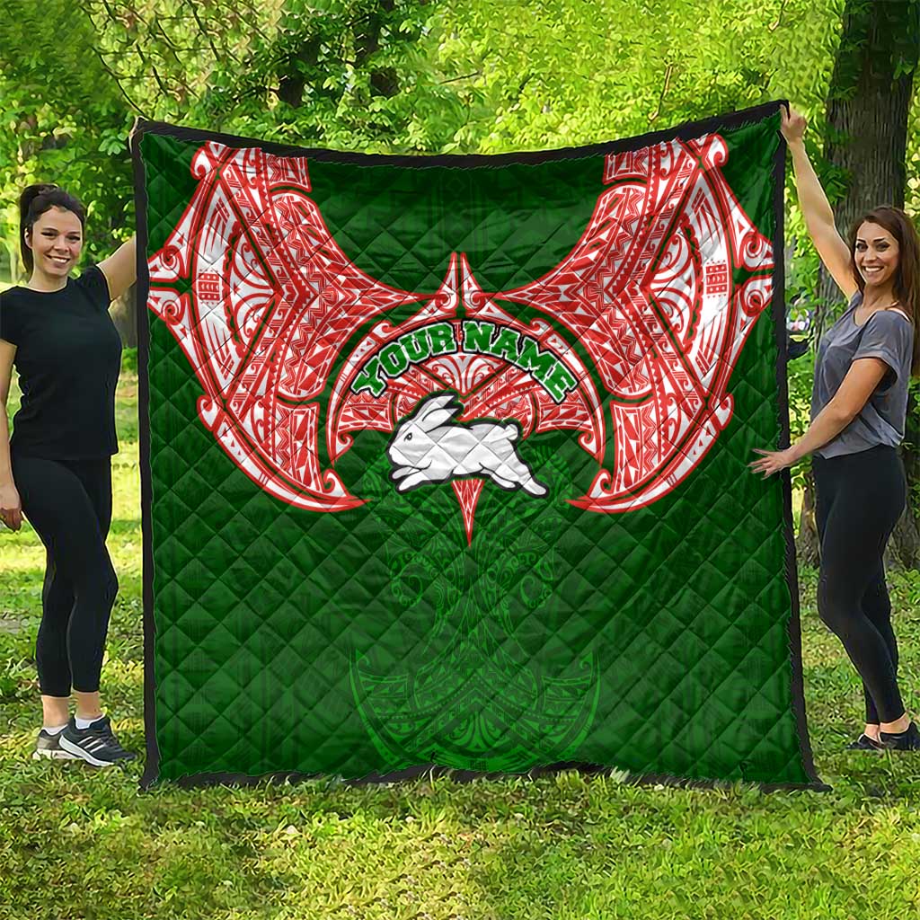 Personalized South Sydney Rabbitohs Quilt Polynesian Tribal Pattern Style