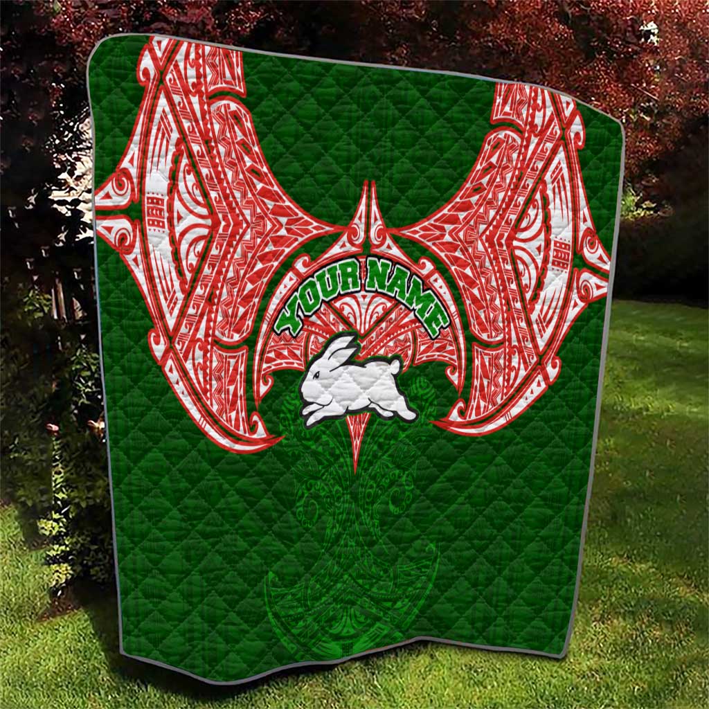 Personalized South Sydney Rabbitohs Quilt Polynesian Tribal Pattern Style