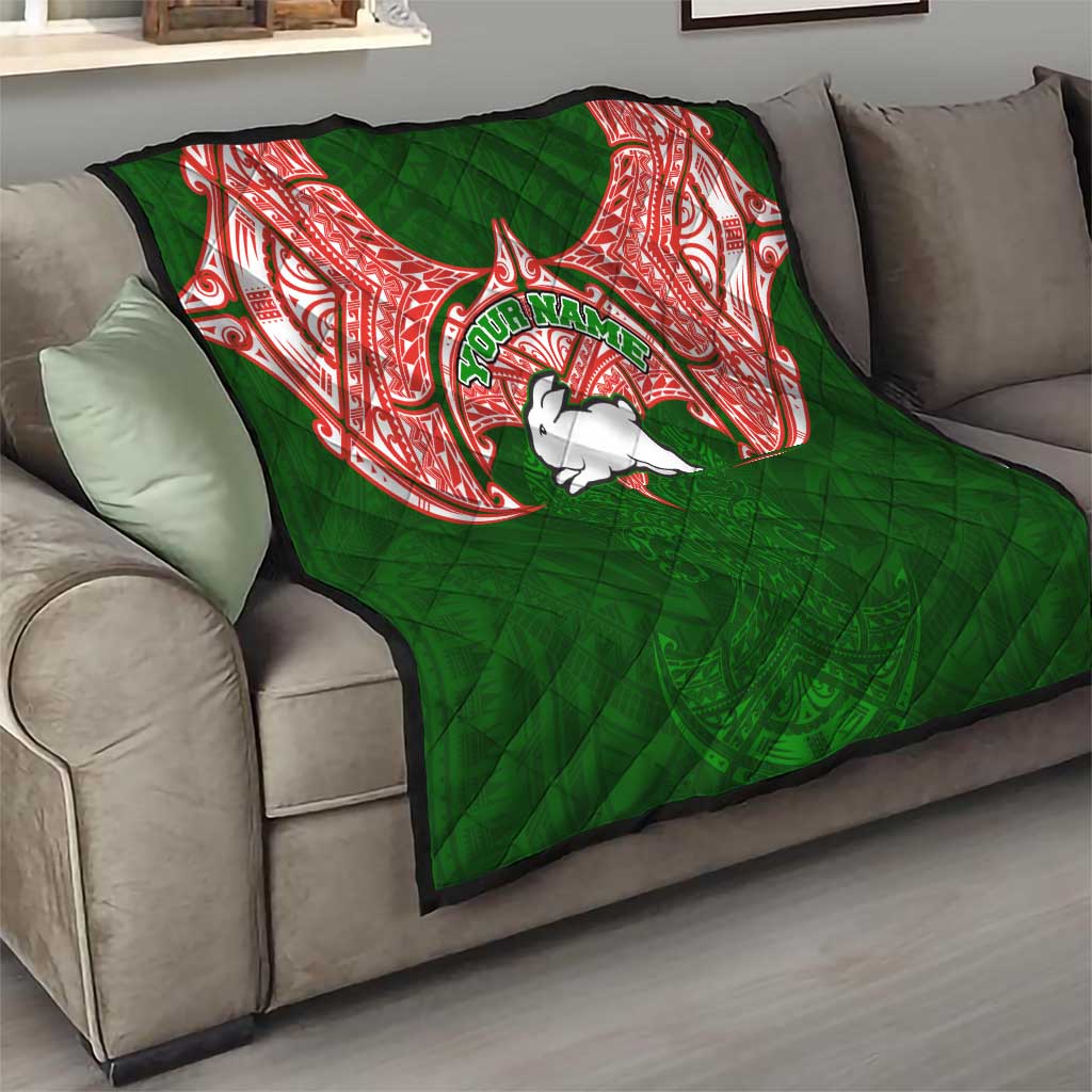 Personalized South Sydney Rabbitohs Quilt Polynesian Tribal Pattern Style