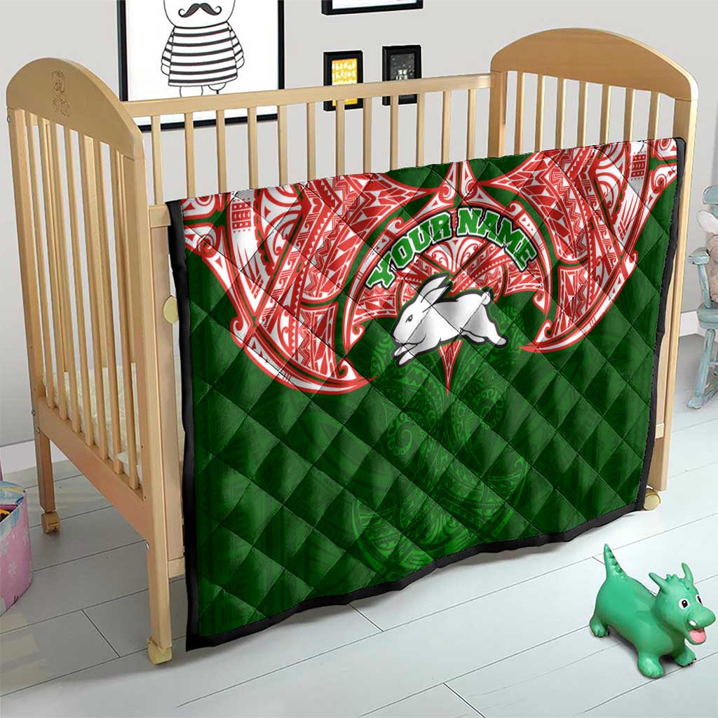 Personalized South Sydney Rabbitohs Quilt Polynesian Tribal Pattern Style