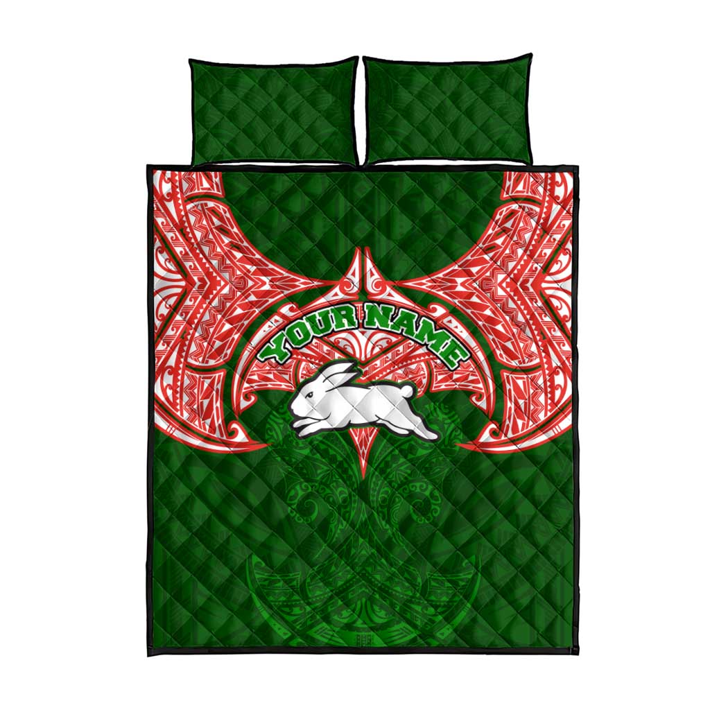 Personalized South Sydney Rabbitohs Quilt Bed Set Polynesian Tribal Pattern Style