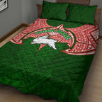 Personalized South Sydney Rabbitohs Quilt Bed Set Polynesian Tribal Pattern Style