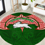Personalized South Sydney Rabbitohs Round Carpet Polynesian Tribal Pattern Style