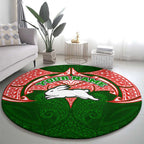 Personalized South Sydney Rabbitohs Round Carpet Polynesian Tribal Pattern Style