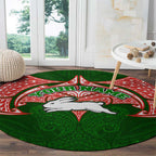 Personalized South Sydney Rabbitohs Round Carpet Polynesian Tribal Pattern Style