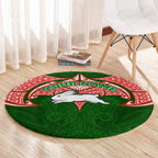 Personalized South Sydney Rabbitohs Round Carpet Polynesian Tribal Pattern Style