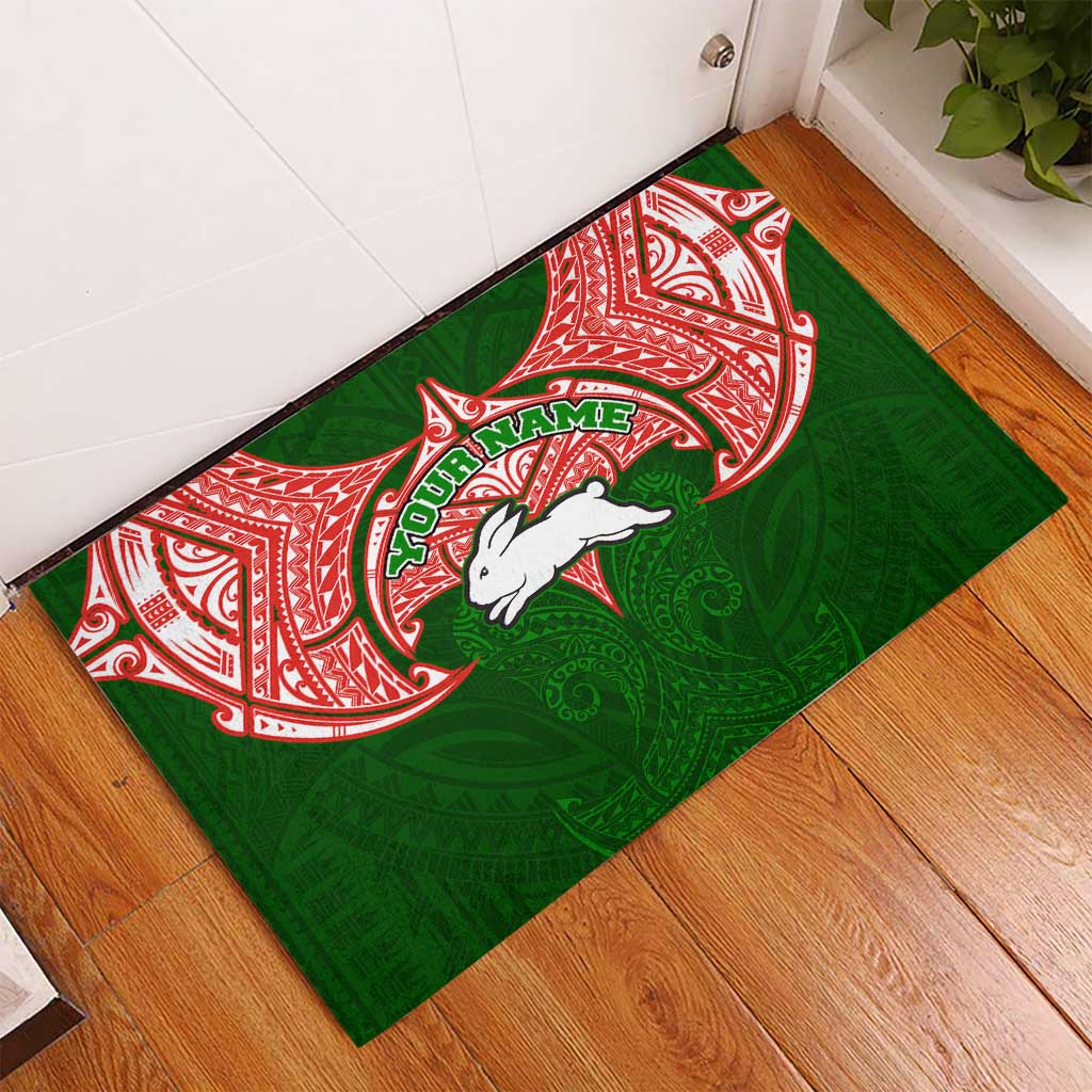 Personalized South Sydney Rabbitohs Rubber Doormat Polynesian Tribal Pattern Style
