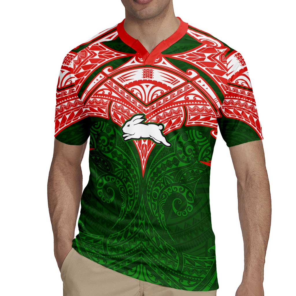 Personalized South Sydney Rabbitohs Rugby Jersey Polynesian Tribal Pattern Style