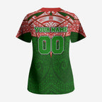 Personalized South Sydney Rabbitohs Scrub Top Polynesian Tribal Pattern Style