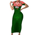 Personalized South Sydney Rabbitohs Short Sleeve Bodycon Dress Polynesian Tribal Pattern Style