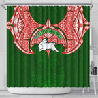 Personalized South Sydney Rabbitohs Shower Curtain Polynesian Tribal Pattern Style